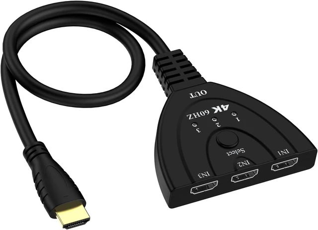 Alt view image 7 of 7 - HDMI Switch 3 in 1 Out 4K@60HzHDMI 2.0 Switch Splitter with Pigtail HDMI Cable, Supports HDR10+ 4K 30Hz 3D 1080P HDCP2.2 Compatible with Nintendo Switch PS5/4/3 Xbox Roku TV Fire Stick Blu-Ray Player