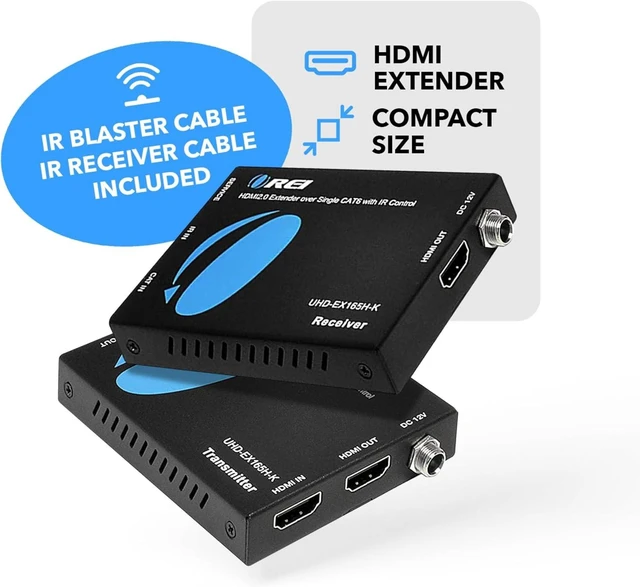 Alt view image 7 of 7 - OREI 4K@60Hz HDMI Over Cat6 Balun 165ft One-Way IR Loop Out EDID HDR 18Gbps