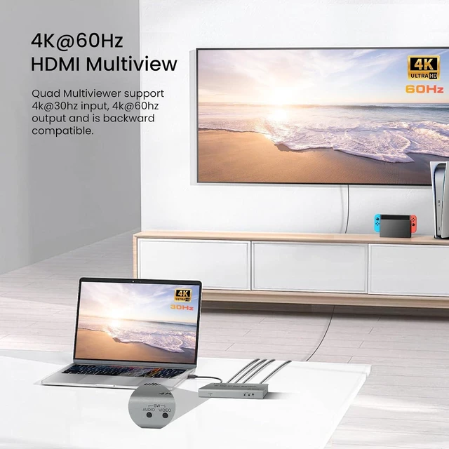 Alt view image 4 of 7 - 4K@60Hz HDMI Multiviewer 4 in 1 Out with Remote, 8 Viewing Modes, PIP