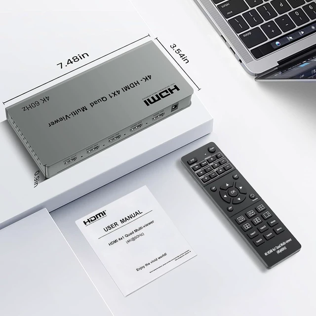 Alt view image 7 of 7 - 4K@60Hz HDMI Multiviewer 4 in 1 Out with Remote, 8 Viewing Modes, PIP