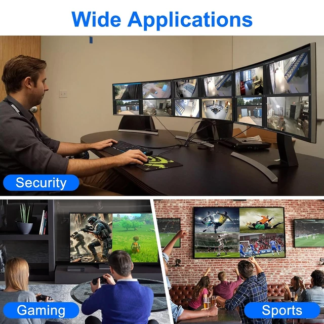 Alt view image 7 of 7 - 4K HDMI Switcher 4 in 1 Out with Quad Screen Multiviewer, HDMI Multiviewer Switch Seamless Quad Multi-Viewer with 5 Display Modes, with IR Remote for Security Cameras, PS5/PS4/Xbox, PC, Laptop, TV Box
