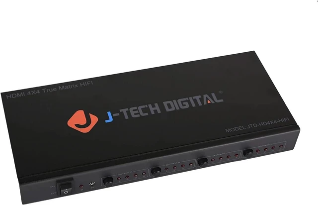 Main image of J-Tech Digital 4K 30Hz 4x4 HDMI Matrix Switch Switcher with HDCP 3D & Deep Color HDMI 1.4 Ultra HD Control4 Driver Available