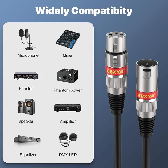 Alt view image 4 of 6 - EBXYA XLR Cable 20ft 4 Pack - Mic Cables Balanced DMX Cable Male to Female
