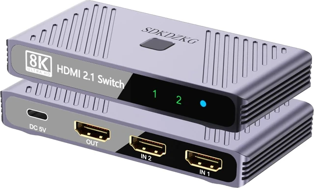Main image of HDMI Switch 8K@60HZ, HDMI Switcher 2 in 1 Out 4K@120Hz, High Speed 48Gbps Aluminum Splitter, Supports HDR103D, Compatible with Xbox PS5 Projectors Monitors Roku Blu-Ray Player HDTV