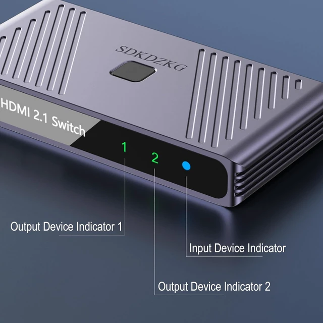 Alt view image 7 of 7 - HDMI Switch 8K@60HZ, HDMI Switcher 2 in 1 Out 4K@120Hz, High Speed 48Gbps Aluminum Splitter, Supports HDR103D, Compatible with Xbox PS5 Projectors Monitors Roku Blu-Ray Player HDTV