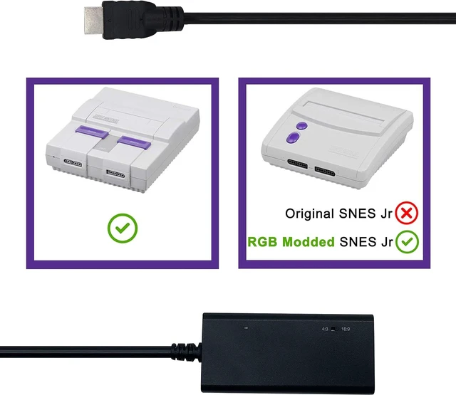 Alt view image 4 of 7 - LEVELHIKE HDMI Cable for Super Nintendo SNES, Super Famicom SFC Console - SNES to HDMI Adapter with True RGB Signal Output (100% Improved Video Quality), HD Converter with 4:3/16:9 Switch