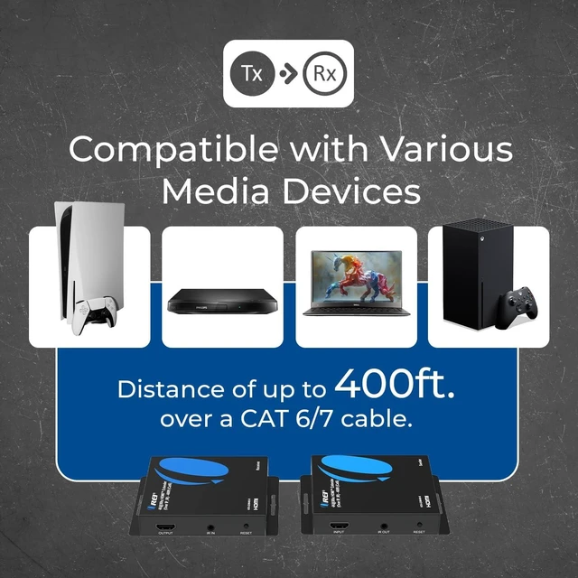 Alt view image 5 of 7 - OREI HDMI Over IP 4K Extender 400ft, Loop Out, Over 1G Switch, HDCP 1.4