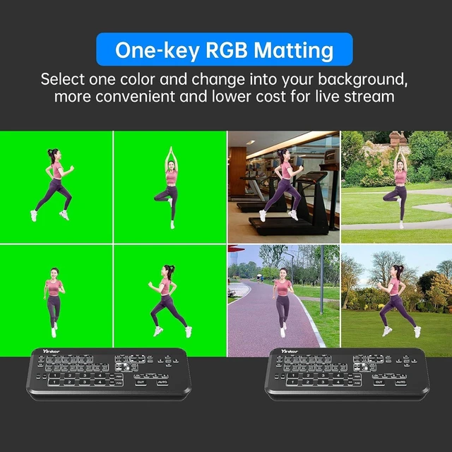 Alt view image 6 of 7 - 4-Channel HDMI Live Stream Switcher Video Mixer with PVW & PGM Output, RGB Matting, PIP, Wipe/Mix/DIP Transitions, 2X Mic Input, USB-C Capture for OBS, YouTube, Real-Time Streaming
