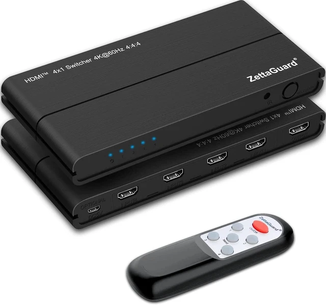 Main image of HDMI 2.0 Switcher Supports 4K HDR (4 in 1 Out) Hi-Speed 18Gbps, IR Remote - Compatible with Apple Tv, Roku, Xbox/PS4, Blu-Ray, MacBook, Laptop, PC, TV for Home or Office