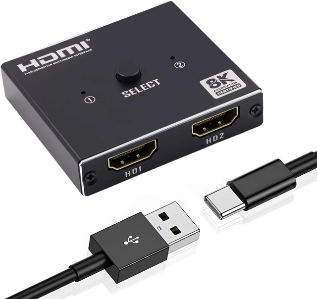 Main image of Duttek HDMI Splitter for Dual Monitors, 1 in 2 Out 8K 60Hz HDMI Switch Supports 8K@60Hz HDR HDCP 2.2, for Dual Monitor Setup PC Laptop TV Box Projector