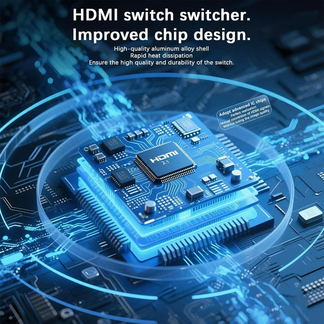 Alt view image 6 of 7 - Duttek HDMI Splitter for Dual Monitors, 1 in 2 Out 8K 60Hz HDMI Switch Supports 8K@60Hz HDR HDCP 2.2, for Dual Monitor Setup PC Laptop TV Box Projector