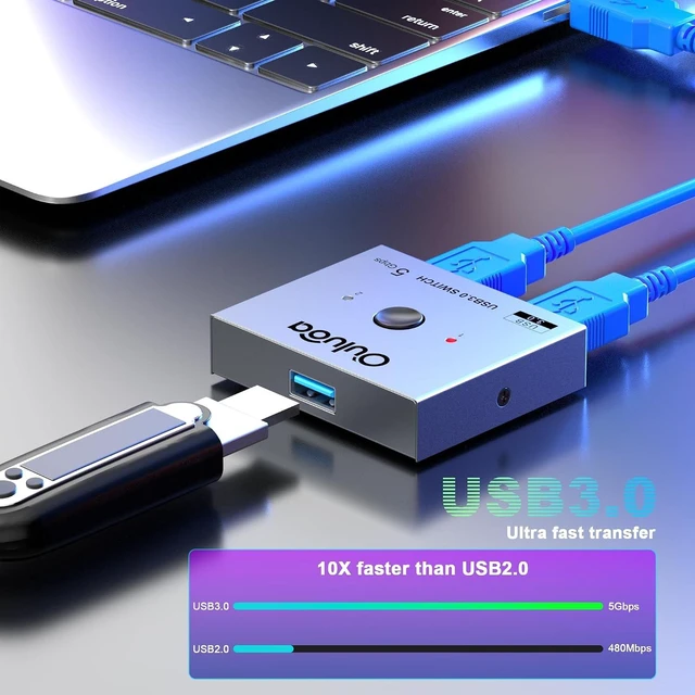 Alt view image 3 of 5 - Bidirectional USB3.0 Switch Supports 2-in-1 Out & 1-in-2 Out Two Switching Modes, enables Two Computers to Share a Single Keyboard, Mouse, Printer or Scanner conveniently.
