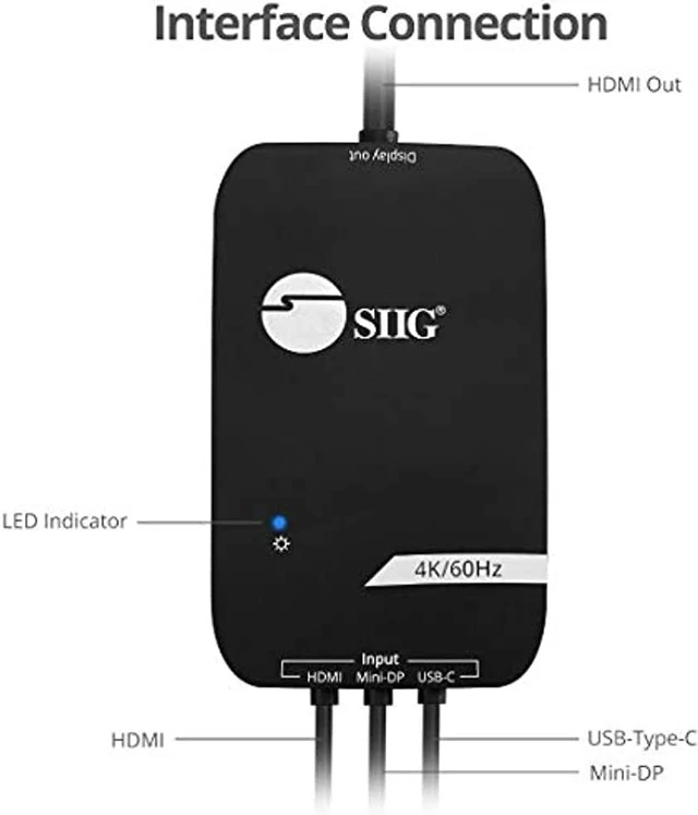Alt view image 3 of 4 - SIIG 3x1 4K60 HDMI Presentation Switch, CE-H25Q11-S1