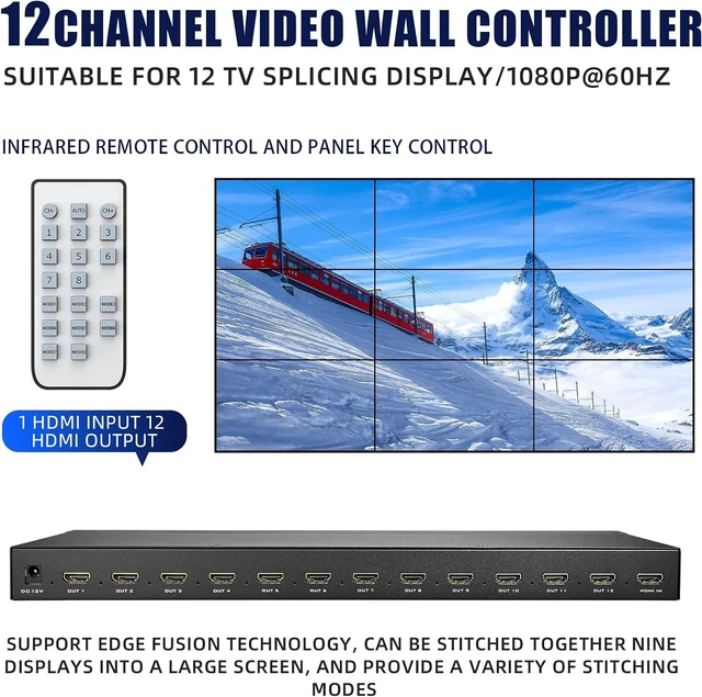 Alt view image 2 of 7 - ICUIXIAN 3x4 Video Wall Controller 3x4 2K60Hz Resolution for 12 TV Splicing
