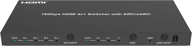 Main image of U9 ViewHD HDMI 2.0b 4K 4x1 Switch 18Gbps 4:4:4 with Built-in ARC/eARC Audio Extractor Atmos Dedicated for eARC HDMI Soundbar/Receiver | UHDe4x1