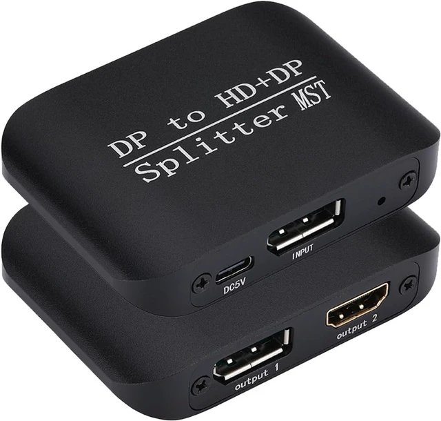 Main image of DisplayPort to HDMI + Displayport Splitter Adapter Support MST Extend/Mirror Mode, 4K@60Hz DP to DP + 4K HDMI Output, Display Port Adapter hub for Desktop, PC, Laptop, Extend Display