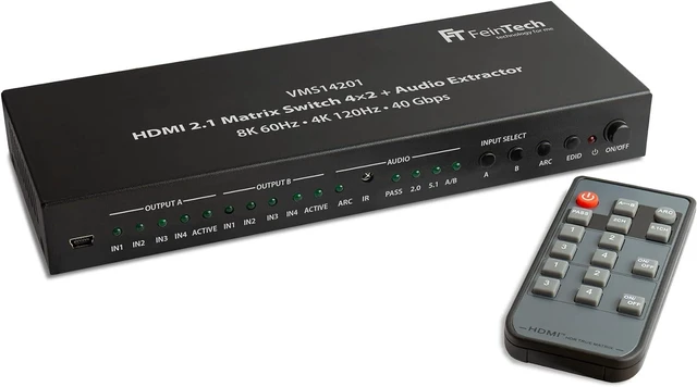 Main image of FeinTech VMS14201 HDMI 2.1 Matrix Switch 4x2 with Audio Extractor 4 in 2 Out 8K 4K 120Hz