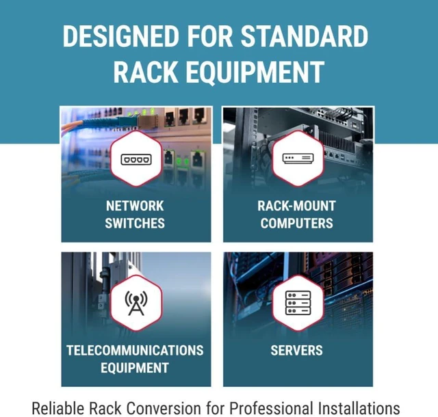 Alt view image 7 of 7 - CablesAndKits 2RU Rack Adapter (2U), Converts 23" Rack to 19" Spacing