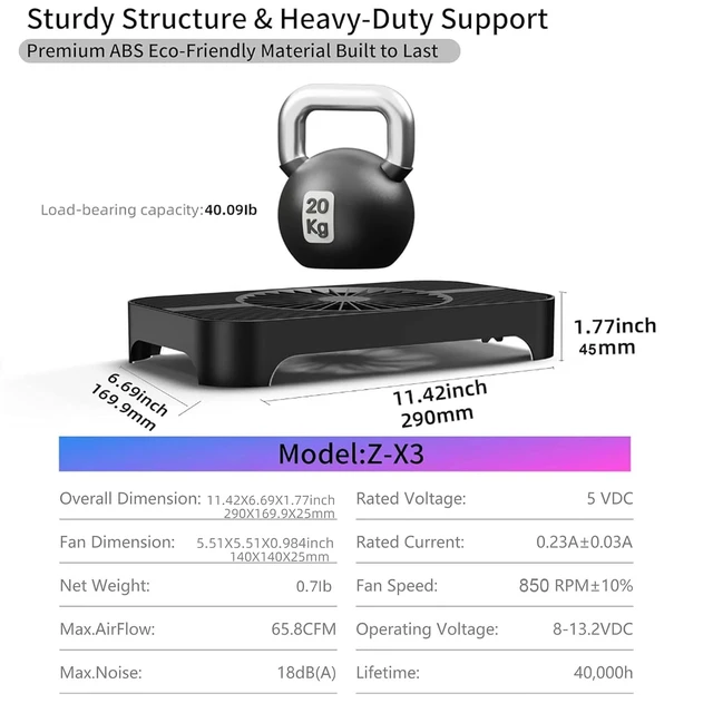 Alt view image 7 of 7 - X3 USB Cooling Fan, 18dB Ultra Quiet 140mm USB PC Fan with Built-in Cable and One-Touch Switch Compatible with Router, Receiver, Amplifier, DVR, PlayStation, Xbox, Computer Cabinet Cooling