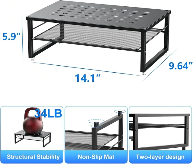 Alt view image 5 of 7 - gianotter 2-Tier Metal Monitor Stand Riser