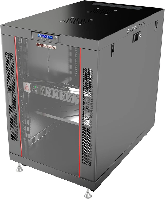 Main image of Home Lab Server Rack Cabinet 19" 15U Premium Series 35" Deep Network Rack Enclosure with Glass Door, Quiet Cooling Fans & Thermostat, PDU, Shelf, Lockable Cabinet for NAS & Home Network