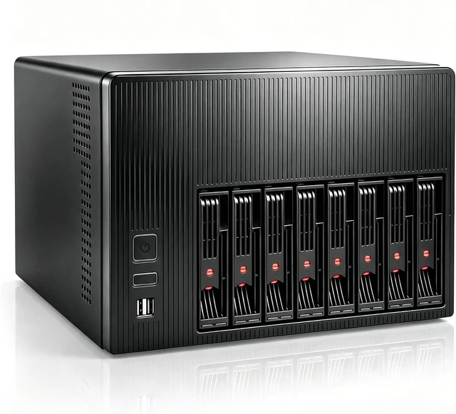 Main image of 8 Bay Mini ITX Micro ATX NAS Case, Hot Swap Drive Bays DIY Storage Enclosure, Dual Independent Air Channel, Support 3.5"/2.5" HDD SSD for Home Media Server Small Business Data Backup