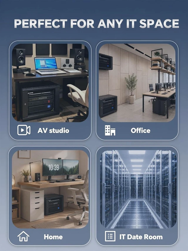 Alt view image 6 of 7 - AEONS 6U Wall Mount Server Rack Cabinet with Lockable Door and Side Panels