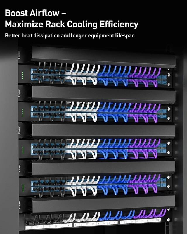 Alt view image 5 of 7 - VCELINK 1U 12-Slot Server Rack Cable Management for 19" Rack/Cabinet 2-Pack