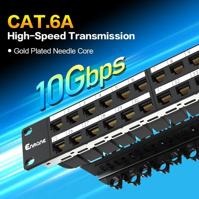 Alt view image 2 of 7 - 1U 48 Port Patch Panel Cat6A Keystone RJ45 (EC Listed) UTP Network Patch Panel with Smart Cable Management for 19 Inch Rackmount