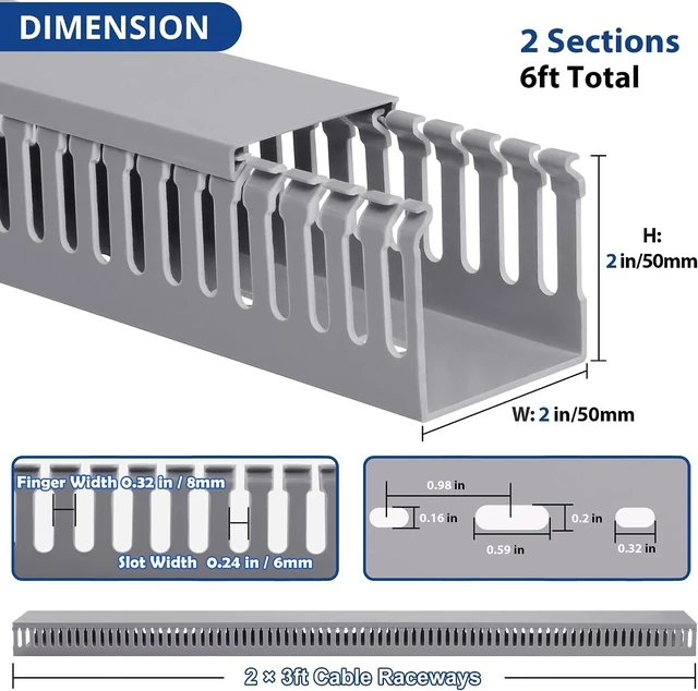 Alt view image 2 of 6 - ZhiYo 2"H x 2"W Cable Raceway, 6ft Under Desk Wire Management Channel, Grey