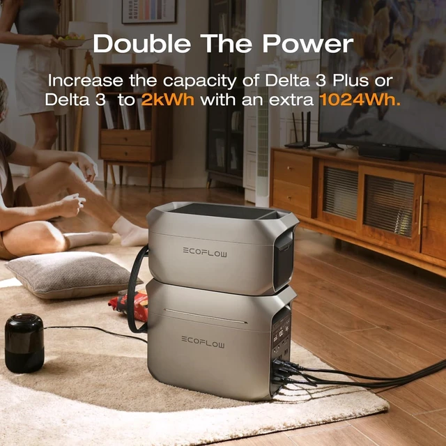Alt view image 2 of 7 - EF ECOFLOW Delta 3 Series Smart Extra Battery, 1024Wh LiFePO4 Battery