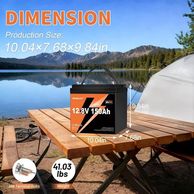 Alt view image 4 of 7 - Upgrade 12V 150Ah LiFePO4 Lithium Battery 100A BMS 15000+ Deep Cycle
