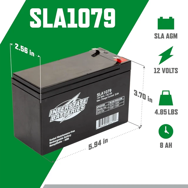 Alt view image 3 of 6 - Interstate Batteries SLA Battery 12V 8Ah AGM VRLA (F2 Terminal) SLA1079