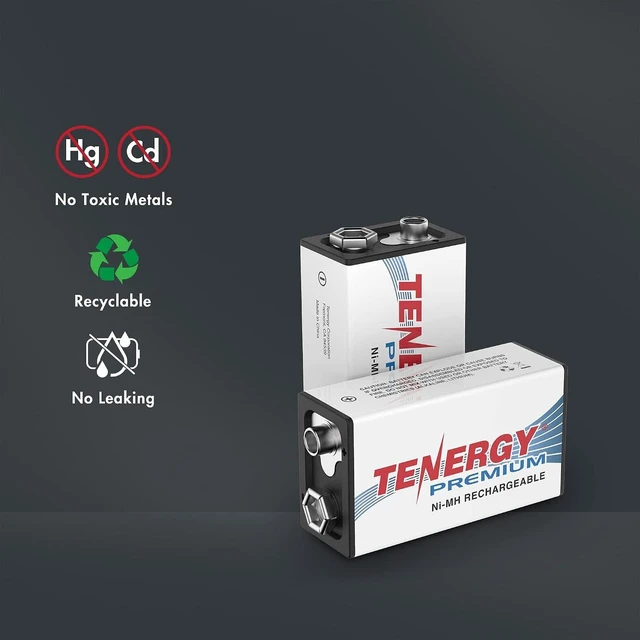 Alt view image 5 of 6 - Tenergy Premium 9V Batteries Rechargeable High Drain 250mAh NiMH 9V Square Battery for Smoke Alarm/Detector, 4 Pack
