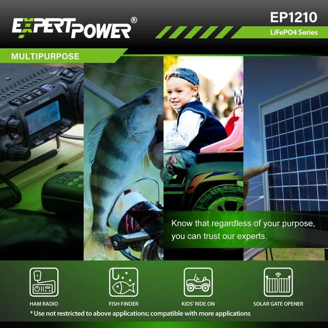 Alt view image 3 of 7 - ExpertPower 12V 10Ah Lithium LiFePO4 Deep Cycle Rechargeable Battery | 2500-7000 Life Cycles & 10-Year Lifetime | Built-in BMS