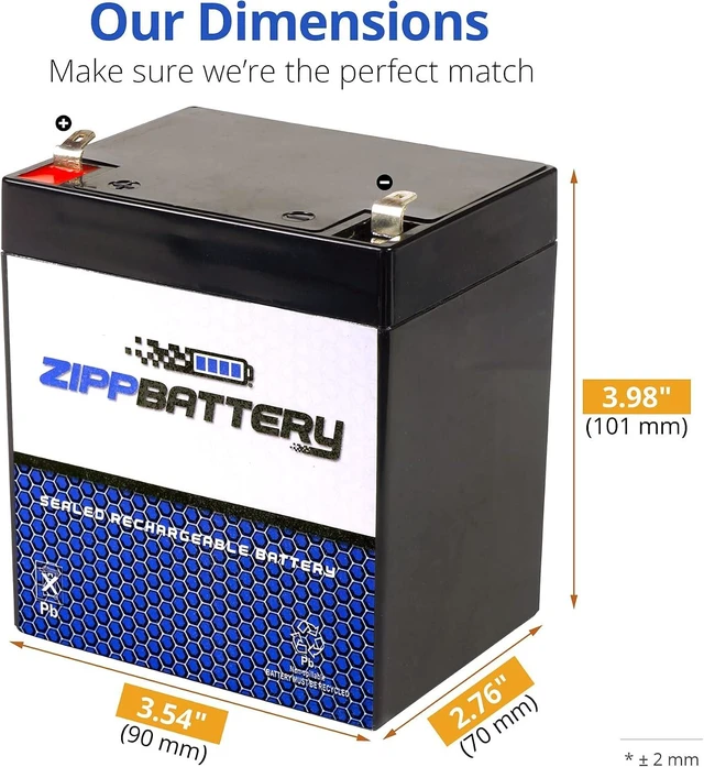 Alt view image 2 of 7 - ZIPPBATTERY 12V 4.5AH Maintenance-Free Battery for Alarm Systems, Scooters, Toys, Emergency Lights, and More - Spade (F1) Terminal