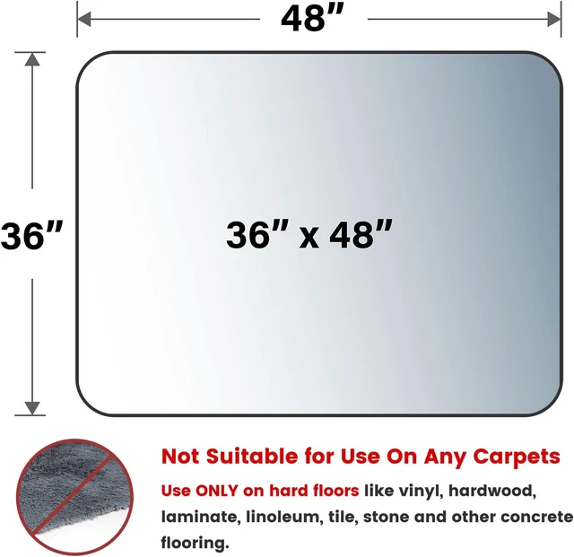 Alt view image 2 of 7 - Yecaye Office Chair Mat for Hardwood Floor, 36" x 48" Rolling Chair Mat