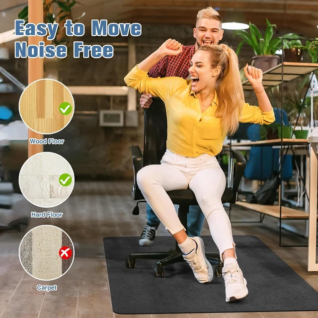Alt view image 4 of 7 - Placoot Office Chair Mat for Hardwood Floor, 55"x35" Computer Chair Rug, Under Desk Mat, Large Anti-Slip Floor Protector for Home Office