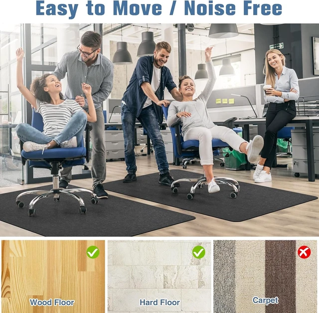 Alt view image 5 of 7 - Placoot Office Chair Mat for Hardwood Floor, 55"x35" Computer Chair Rug, Under Desk Mat, Large Anti-Slip Floor Protector for Home Office