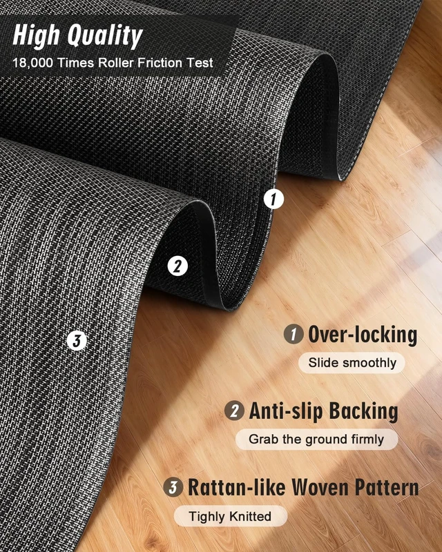 Alt view image 4 of 7 - Modkin Extra Large Office Chair Mat for Hardwood Floor, 47.2" x 60", Black