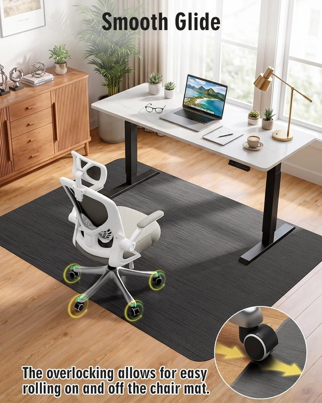 Alt view image 5 of 7 - Modkin Extra Large Office Chair Mat for Hardwood Floor, 47.2" x 60", Black