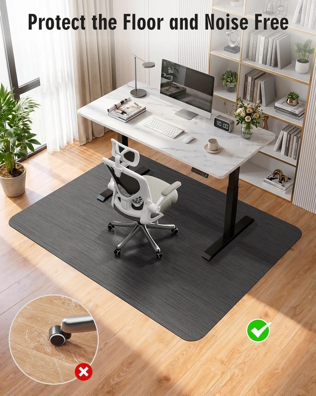 Alt view image 7 of 7 - Modkin Extra Large Office Chair Mat for Hardwood Floor, 47.2" x 60", Black