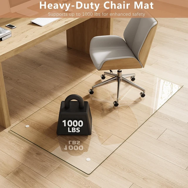 Alt view image 3 of 7 - 30" x 48" Tempered Glass Chair Mat for Carpet & Hard Floors
