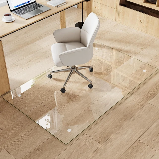 Alt view image 2 of 7 - 30" x 48" Tempered Glass Chair Mat for Carpet & Hard Floors