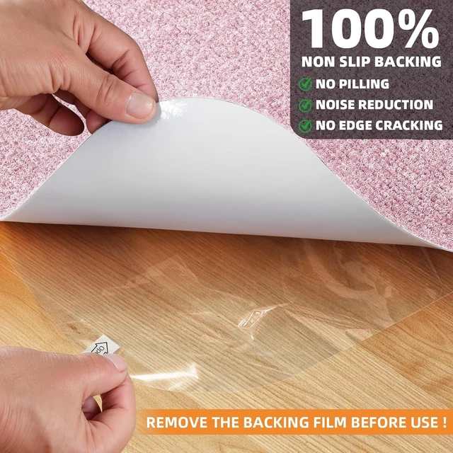 Alt view image 4 of 7 - Durable Non-Slip Office Chair Mat for Hardwood Floors, 48"x36" Large Tile Floor Protector, Anti-Scratch Thick Heavy-Duty Recyclable Gliding Desk Mats for Computer Rolling Chairs, Pink