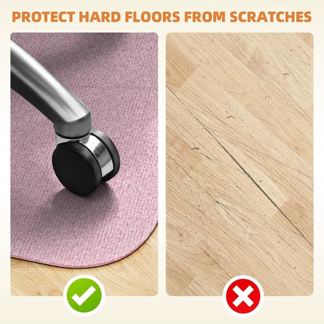Alt view image 5 of 7 - Durable Non-Slip Office Chair Mat for Hardwood Floors, 48"x36" Large Tile Floor Protector, Anti-Scratch Thick Heavy-Duty Recyclable Gliding Desk Mats for Computer Rolling Chairs, Pink