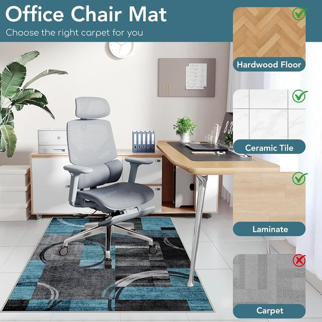 Alt view image 3 of 7 - Office Chair Mat for Hardwood Floor&Tile Floor,36"X 48"-Geo Blue Gray