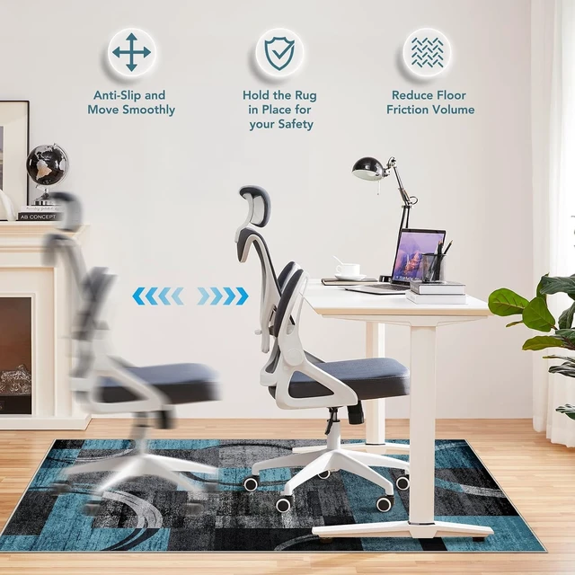 Alt view image 5 of 7 - Office Chair Mat for Hardwood Floor&Tile Floor,36"X 48"-Geo Blue Gray