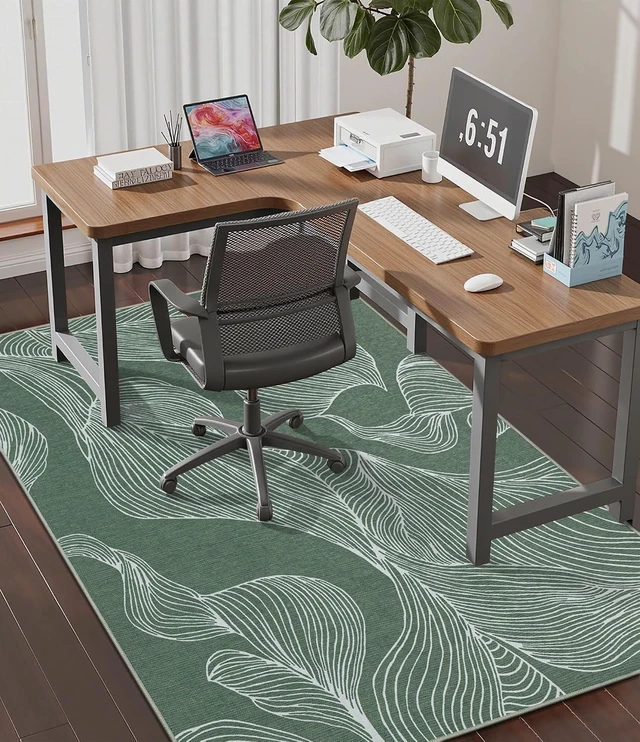 Main image of Office Chair Mat for Hardwood Floor, 60"x45" Easy Glide Computer Desk Mat Protector for Rolling Chair Under Desk Rug Nonslip Backing, Machine Wash, (Leaf)