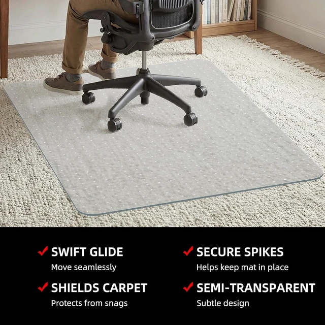 Alt view image 3 of 7 - 32x48 Inch Office Chair Mat for Carpet Floor, Flat Shipping
